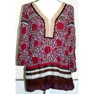 Free People Embroidered Lace Boho Top Size XS